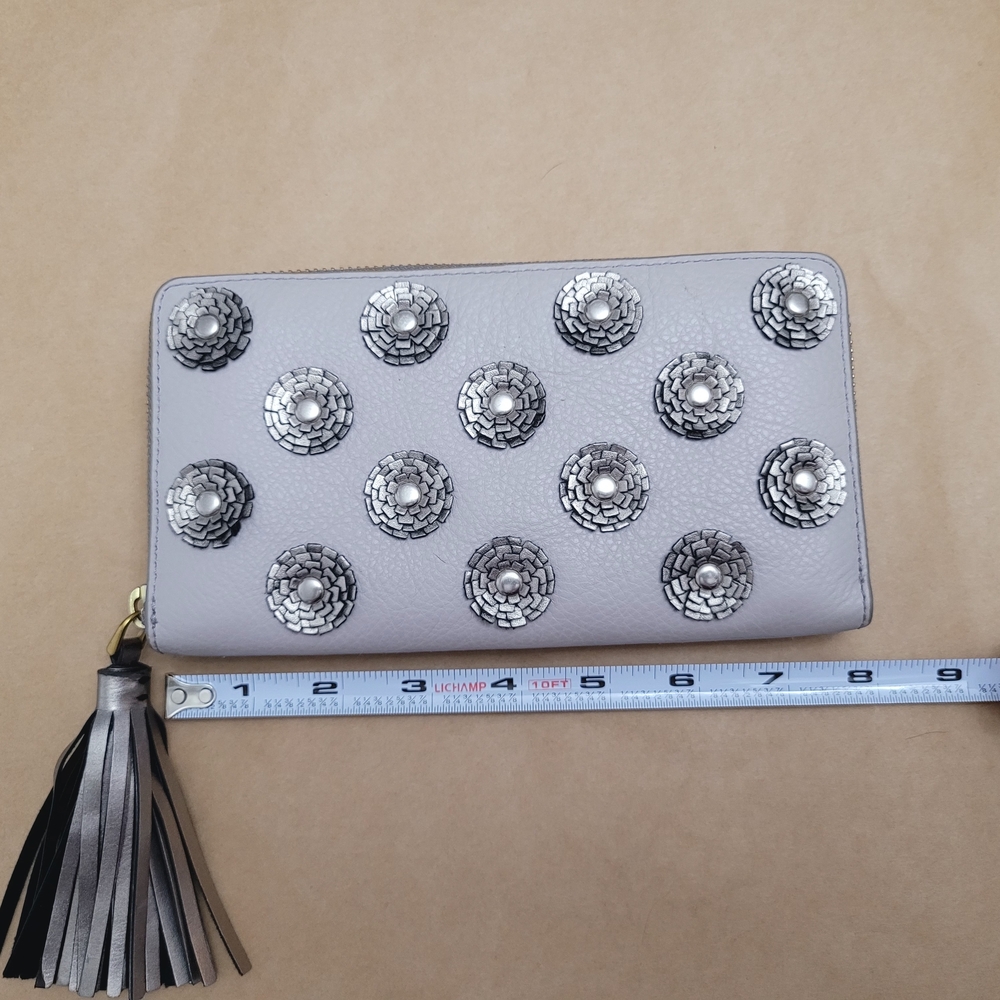 Fossil Gray Wallet with Silver Embellishments and Tassel - Picture 3 of 11